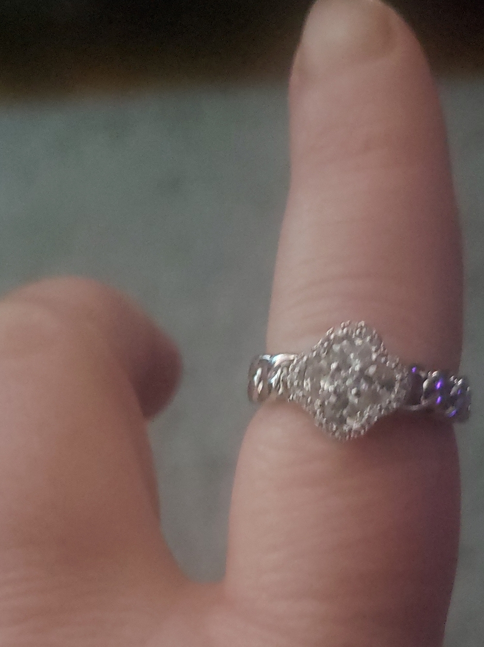 Sterling Silver White Halo Cluster Ring - Brand Not Visible